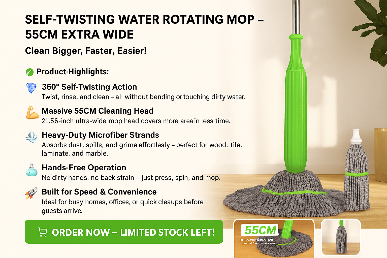 Self-twisting Water Rotating Mop