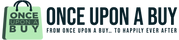 Logo for 'Once Upon a Buy' with a green bag icon on a white background